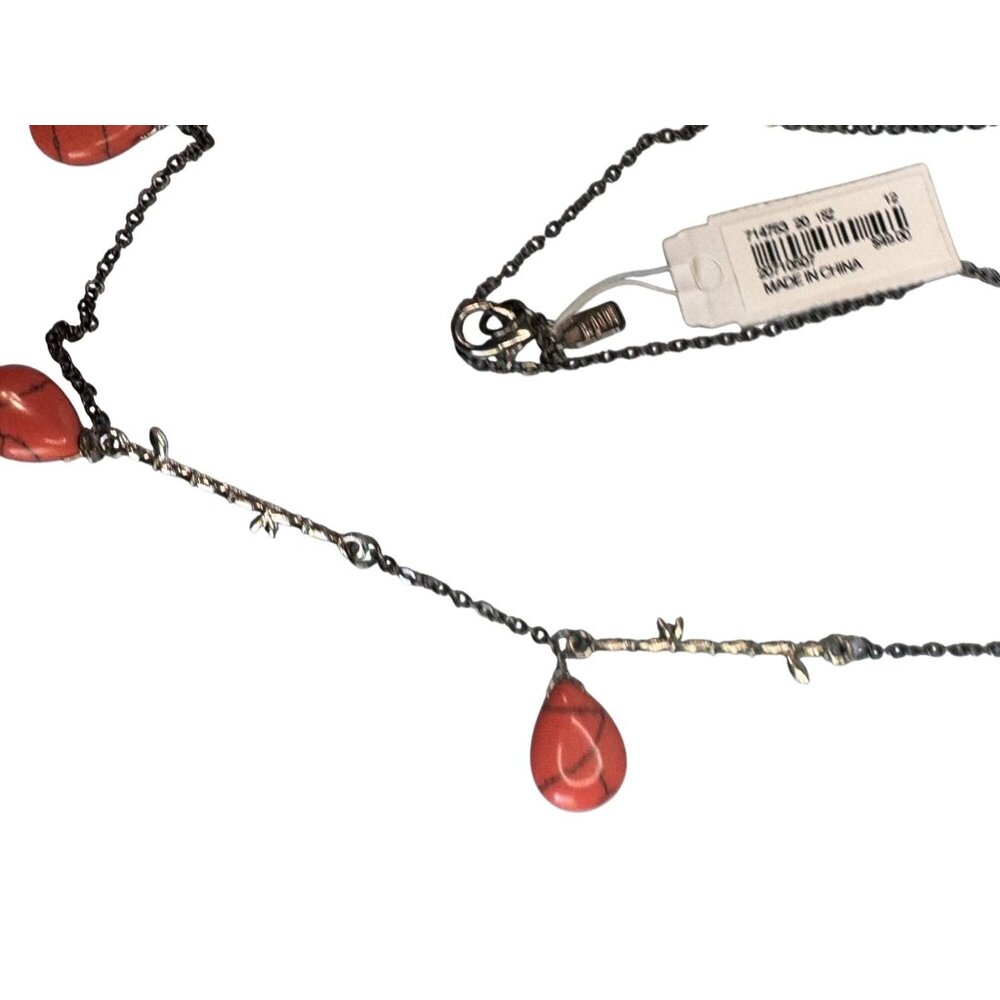 J Jill NWT Pink Howlite Gemstone Beaded Silverplate Necklace 32" - Picture 4 of 6